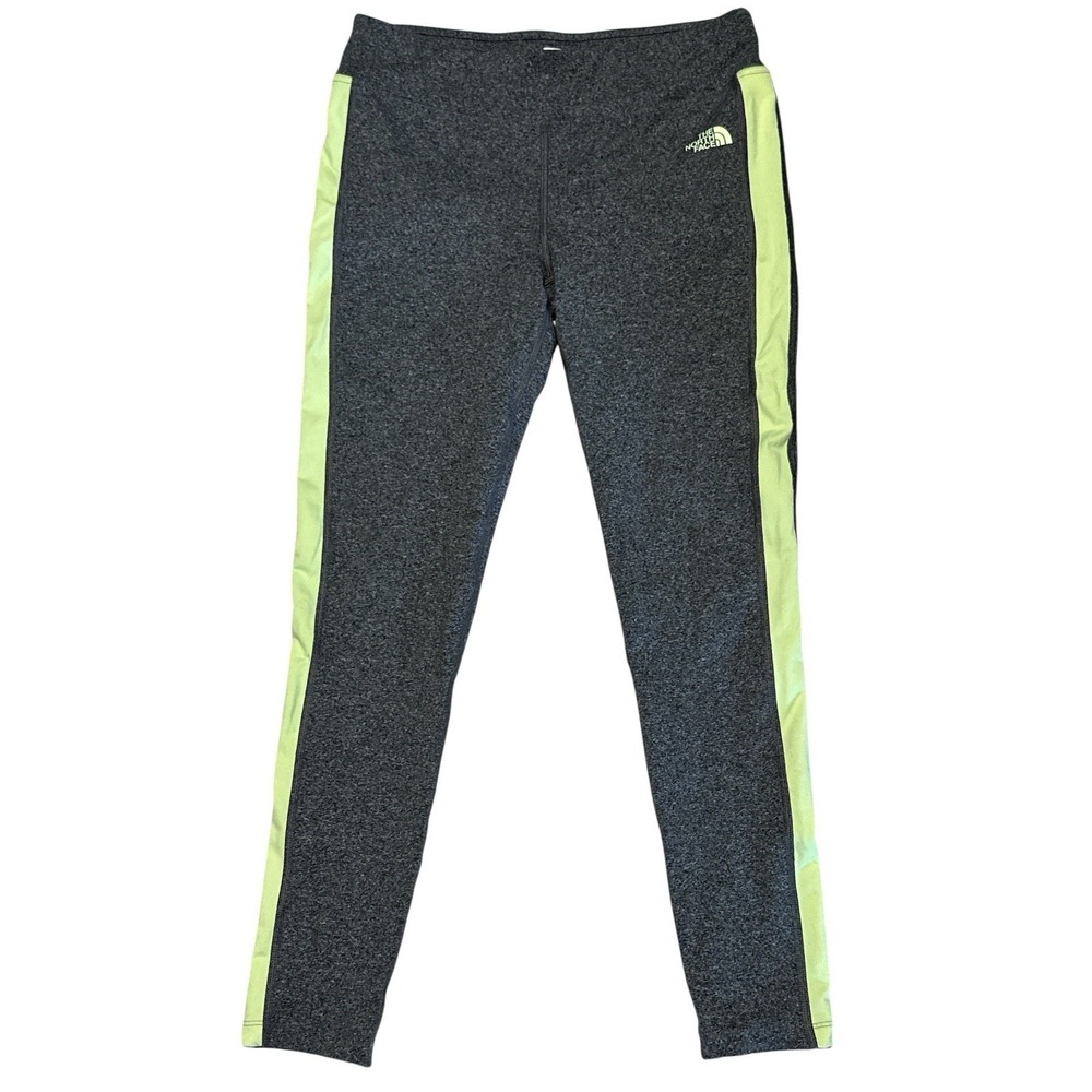 The North Face Side Stripe Women's Leggings Size M Gray/Lime Logo/Stripe RN61661